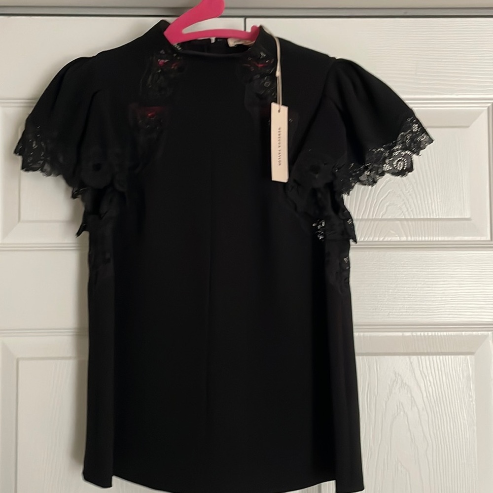NWT Rebecca Taylor lace zip back blouse